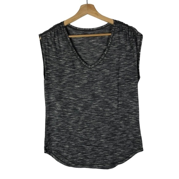 Lululemon Sweat Times Heathered Black V-Neck Short Sleeve Athletic Top 4 - Picture 3 of 5
